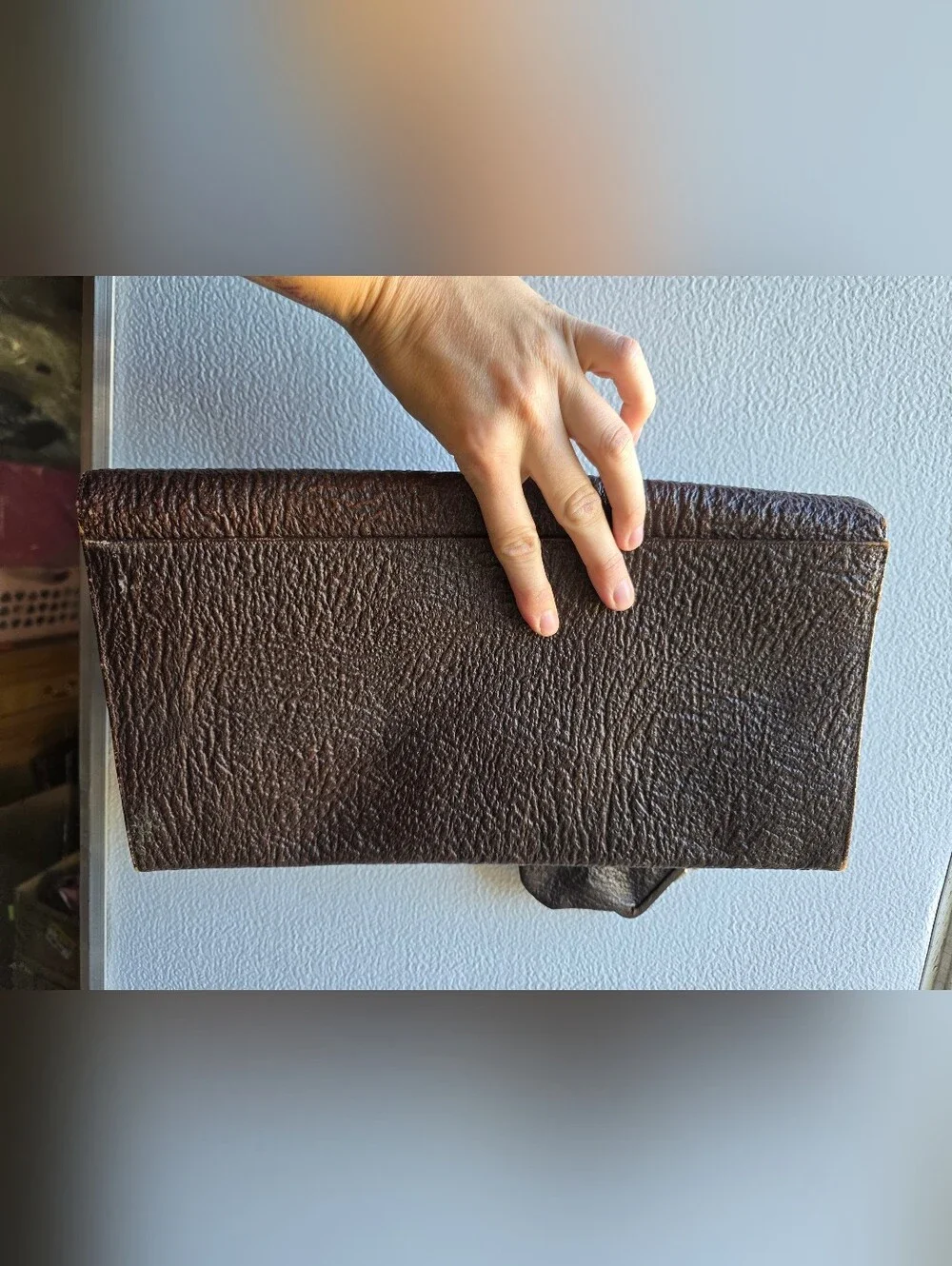 Vintage Western Rugged Clutch Men's Brown Leather Envelope Clutch Coin Pouch 90s